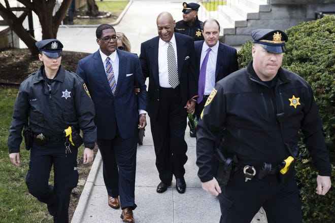(File) Bill Cosby arrives for a pretrial hearing in his sexual assault case at the Montgomery County Courthouse in Norristown on Monday, April 3, 2017. (AP Photo/Matt Rourke)