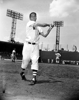 Jim Piersall of the Boston Red Sox poses at Fenway Park on June 4, 1952 before a game against the Cleveland Indians. Piersall died Saturday at a care facility in Wheaton, Ill., after a monthslong illness. [THE ASSOCIATED PRESS]