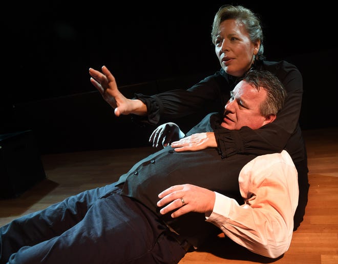 Rhonda Cummings and Mike Evans in scene from "Turn of the Screw" being staged at Stockton School of Performing Arts black box theater.

[CALIXTRO ROMIAS/THE RECORD]