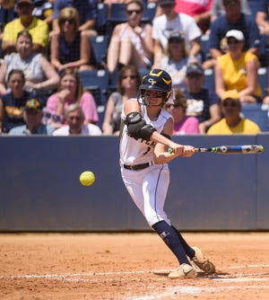 Cape Fear's Mackenzie Peters swings for a base hit in the 6th inning of their state championship game against North Davidson Knights June 3, 2017. [Melissa Sue Gerrits/The Fayetteville Observer]