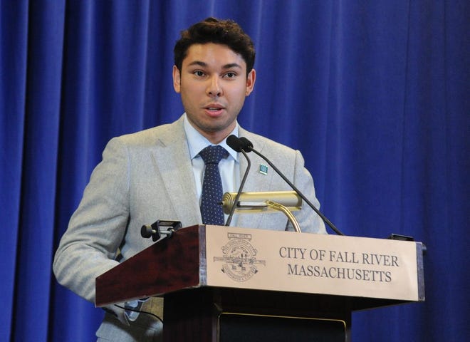 Mayor Jasiel Correia II speaks during the unveiling of the "Make it Here" initiative in February.