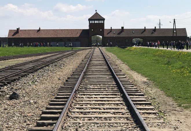 The tracks at Auschwitz II-Birkenau signified the end of the line for hundreds of thousands of Nazi-held prisoners, mainly Jews. (Bob Welch/The Register-Guard)