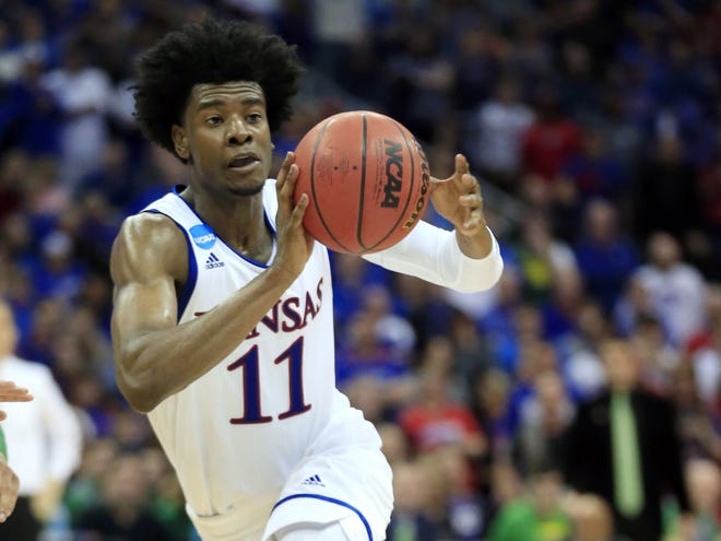 Kansas forward Josh Jackson shot 44.7 percent on 3-pointers (17-for-38) in his final 14 games of 2016-17 after shooting 32.7 percent (17-for-52) in his first 21.