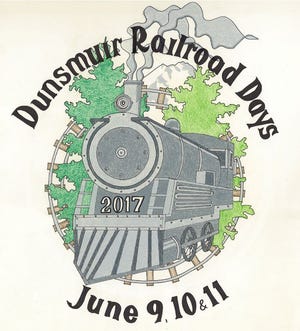 One of two 2017 Dunsmuir Railroad Days t-shirt designs, this one was by Lori Watts. The shirts were done by Siskiyou Laser Products using their computer using their direct printing method. Submitted