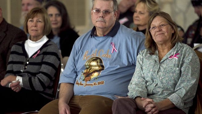 Rachel Cooke’s parents, Janet Cooke and her ex-husband Robert Cooke, attend a ceremony of appreciation for their missing daughter, Rachel, in San Gabriel Park in Georgetown on Jan. 15, 2012.