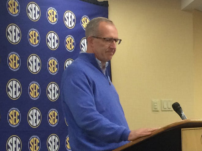 SEC commissioner Greg Sankey at the league’s spring meeting on May 31, 2017 (Marc Weiszer/Staff).
