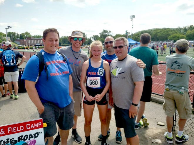 Joddie Decker with her Penn Yan coaches (from left) Aaron Mumby, Kurt Soppe, Deve Tese and Rick Smith.