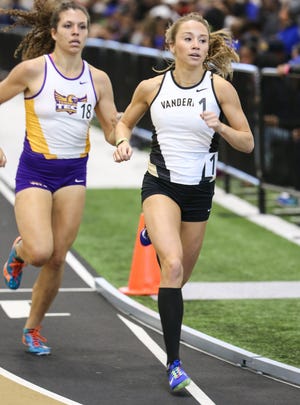 Courtney Clayton (1), a two-time state champ in the 800 meters at Hononegah, was an NCAA Indoor and Outdoor All-American in the 800 this year for Vanderbilt. [JOE HOWELL/VANDERBILT UNIVERSITY]
