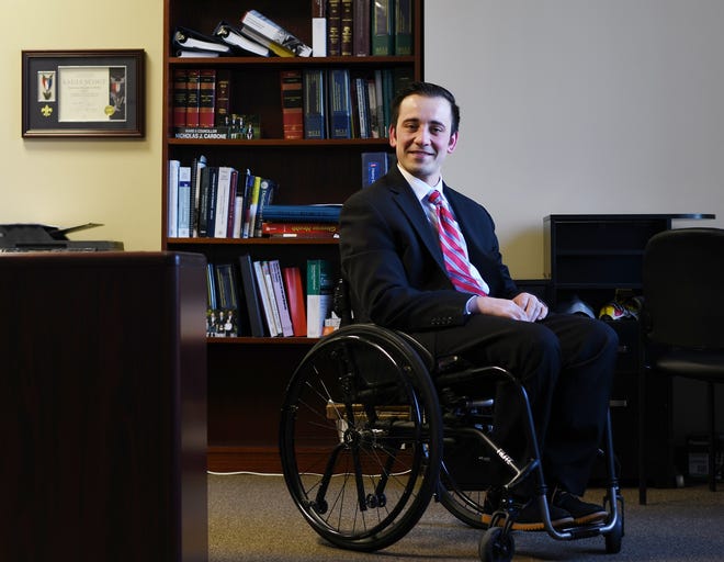 Nicholas J. Carbone, a lawyer and former Fitchburg city councilor, testified at a recent meeting of the U.S. Food and Drug Administration in Washington, D.C., about Friedreich's ataxia, a disease he was diagnosed with at 12 years old. The disease causes progressive damage to the nervous system, and there are no proven treatments or cures.  [T&G Staff/Christine Peterson]