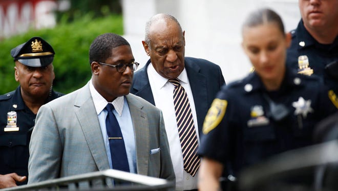 Bill Cosby arrives at his sexual assault trial for another day of jury deliberations at the Montgomery County Courthouse on Wednesday in Norristown, Pa. (Associated Press)