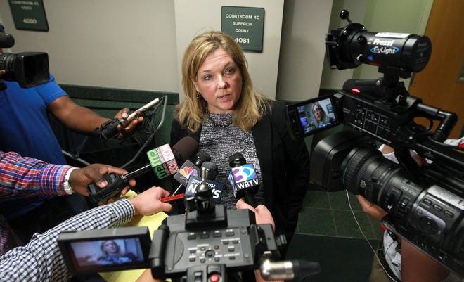 Chris Mumma, an attorney with the N.C. Center of Actual Innocence, speaks to the media after a hearing where discovery requests were discussed in May at the Gaston County Courthouse in their attempt to get a new trial for murderer Mark Carver, who was convicted in 2011 for the May 5, 2008 death of UNC Charlotte student Ira Yarmolenko in Mount Holly. [JOHN CLARK/THE GASTON GAZETTE]