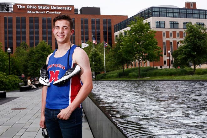 Scholar athlete Connor Hall of Marysville posing at Ohio State. (Fred Squillante/Dispatch]