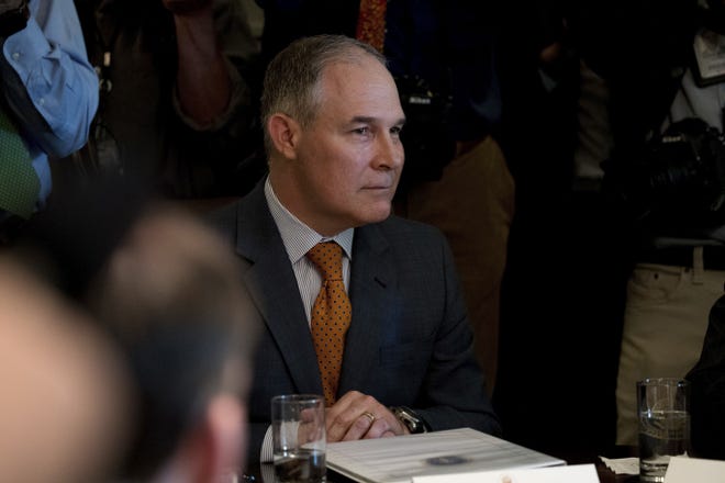 Environmental Protection Agency Administrator Scott Pruitt attends a Cabinet meeting with President Donald Trump, Monday, June 12, 2017, in the Cabinet Room of the White House in Washington. [AP Photo/Andrew Harnik]