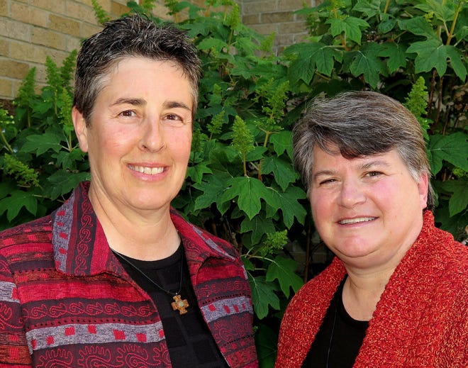 Sister Dina Lauricella, left, and Sister Karen Oprenchok recently professed first vows with the Benedictine Sisters of Erie. [CONTRIBUTED PHOTO]