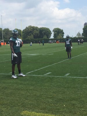 Eagles Alshon Jeffery (left) and Torrey Smith aren't the only reasons the team's wide receiving corps should be improved this season. Mike Groh is another.