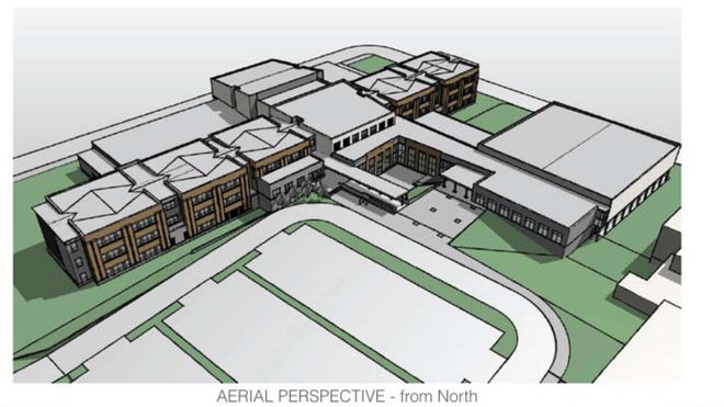 Submitted photo

This is a preliminary architect's rendering of what the new Dover High School might look like. A final rendering has not been completed yet.