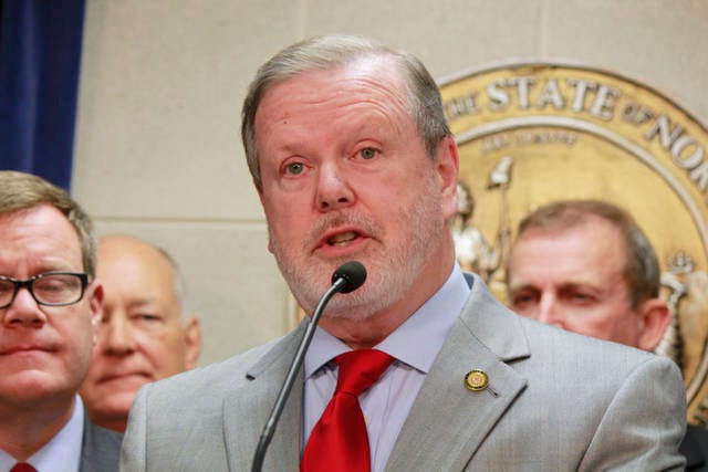 HIGHLIGHTS — Senate leader Phil Berger, R-Rockingham, describes the budget compromise at a Monday press conference. A final vote may come by Friday. (CJ photo by Kari Travis)