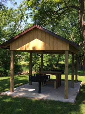 The Dennison Rotary Club recently completed its president’s project for 2016/17. The club constructed a new charcoal grill shelter adjacent to an existing picnic shelter in McClusky Park as one phase of its project. PHOTO PROVIDED