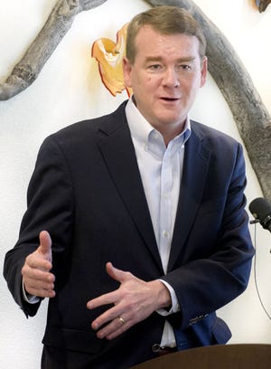 U.S. Sen. Michael Bennet voices his concerns about the potential negative impact to health care coverage for low income individuals of the current proposal currently before Congress during a press conference on June 16, 2017 at the Pueblo Community Health Center in Pueblo, Colo. (Chris McLean, The Pueblo Chieftain)