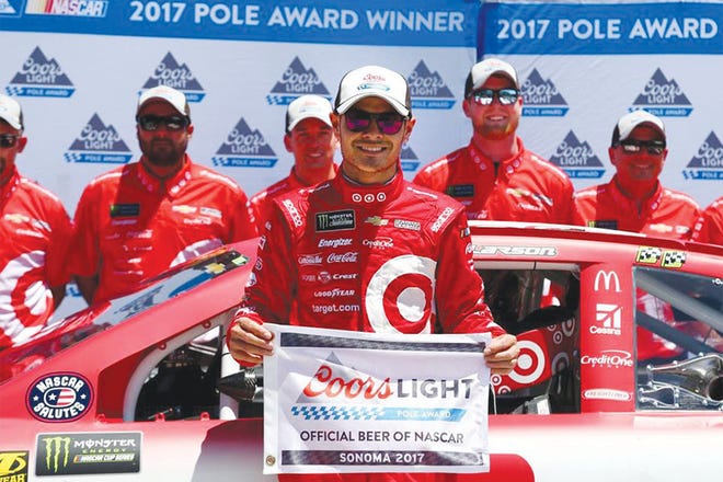 ON THE POLE - Kyle Larson won the pole for today's race in California.