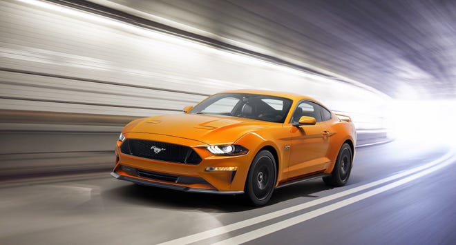 The 2018 Ford Mustang features a leaner and meaner front and rear-end design, advanced technology, refined aerodynamics, powerful engine upgrades, an all-new available 10-speed automatic transmission, and the same magnetic adaptive damper system found in the Shelby GT350. Outside, the Mustang's design is athletic with a lower, remodeled hood and grille that deliver a leaner look and refined aerodynamics, and a new position for hood vents. For the first time, the entire Mustang line features all-LED front lights.