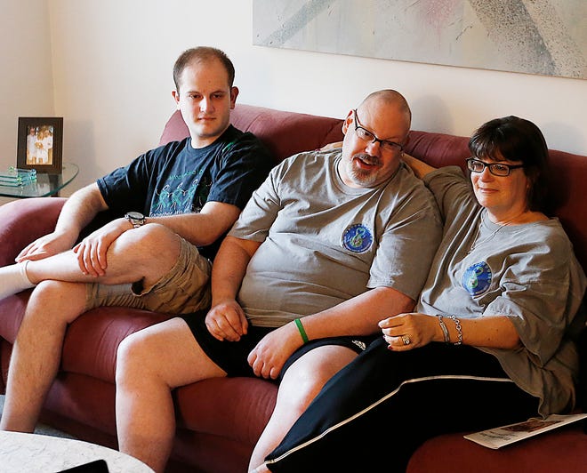 From Left: Andrew Goldberg, Michael Goldberg and Judi Goldberg at their home in Easton on Monday, June 19, 2017. Michael suffers from Mitochondrial Disease and started a fundraiser to raise funds for a cure/research.

Dave DeMelia/The Enterprise