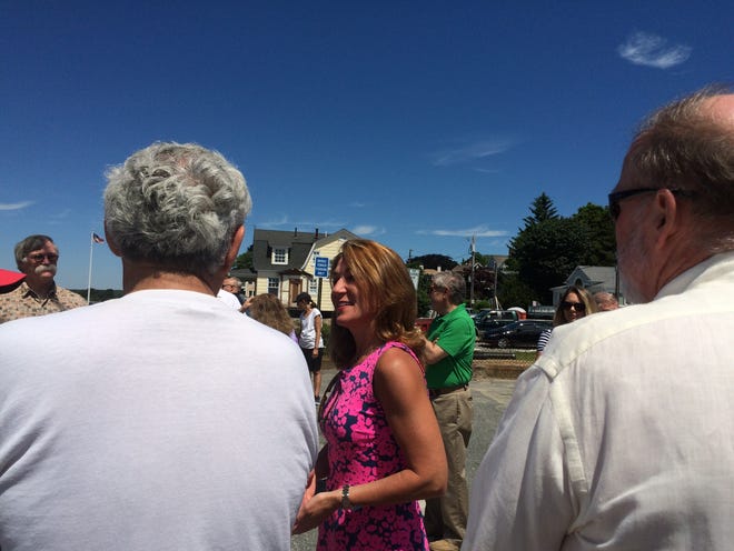 At the start of a visit to Padanram Sunday, Lt. Governor Karyn Polito greets officials and residents. AIMEE CHIAVAROLI / THE STANDARD-TIMES / SCMG