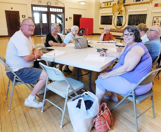 Members of the Ilion Days Committee are busy making plans for this year’s summer festival, with events and activities planned for July 15-23. Clockwise from left are Dave Williams, Barbara Horwald, Norma Smith, Bettyjean Postiglione, Laurie DuVaul, partially visible, Joe White and Deb French. [DONNA THOMPSON/TIMES TELEGRAM]