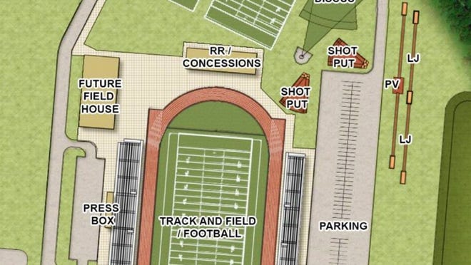 A design schematic from PBK architect firm for the new Smithville school district athletic facility. Funding for the project was approved by voters in November as part of a $35 million bond proposal. CONTRIBUTED