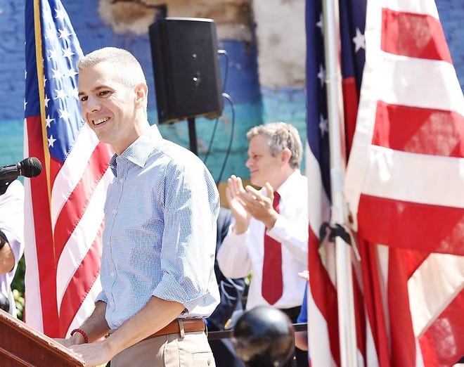 Assemblyman Anthony Brindisi announces his run for Congress Wednesday in Utica. [SARAH CONDON/OBSERVER-DISPATCH]