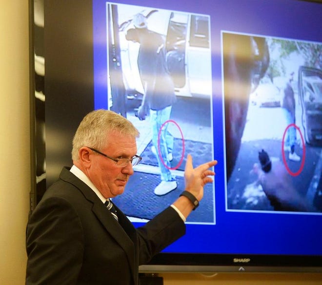 FILE- In this Nov. 30, 2016, file photo, District Attorney Andrew Murray speaks during a news conference in Charlotte, N.C., to announce that the shooting of Keith Lamont Scott by officer Brent Vinson was justified. A review board Tuesday, June 27, 2017, found "substantial evidence of error" in a North Carolina police department's decision that the fatal shooting of a black man by an officer last year was justified and scheduled another hearing on the matter in August. (Diedra Laird/The Charlotte Observer via AP, File)