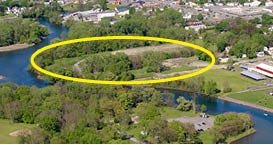 The Keuka Moorings development will be built in the area inside the yellow elipse.
