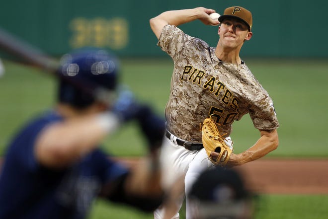 Pittsburgh Pirates starting pitcher Jameson Taillon delivers in the fifth inning of a baseball game against the Tampa Bay Rays in Pittsburgh, Thursday, June 29, 2017. (AP Photo/Gene J. Puskar)