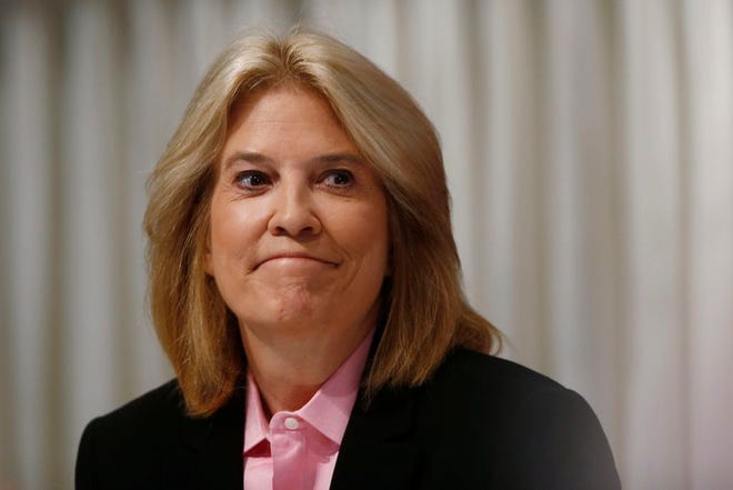 This June 19, 2013 file photo shows Greta Van Susteren at the National Press Club in Washington. On Thursday, June 29, 2017, Van Susteren tweeted, “I am out at MSNBC.” The network confirmed it, and said she will be replaced at the 6 p.m. hour by a show hosted by Ari Melber. Van Susteren started her nightly show on MSNBC on Jan. 9, 2017. She was a longtime host at Fox News Channel, but left the network in the summer of 2016. She’s had the cable news hat trick: programs on CNN, Fox News and MSNBC. (AP Photo/Charles Dharapak, File)