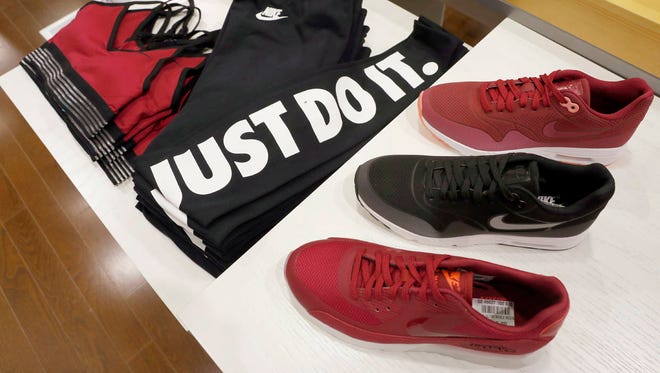 Nike products appear on display at the SIX:02 shop inside Foot Locker’s redesigned Manhattan flagship store Aug. 25 in New York. (Associated Press, file)