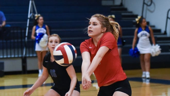 Cedar Creek libero Rebecca Buell makes a pass during action in the 2016 season. The senior-to-be has committed to play for the University of Texas at Tyler, but hopes to help the Eagles to a better record than last year’s 29-15 finish. CREDIT: Mike Valiska for Bastrop Advertiser