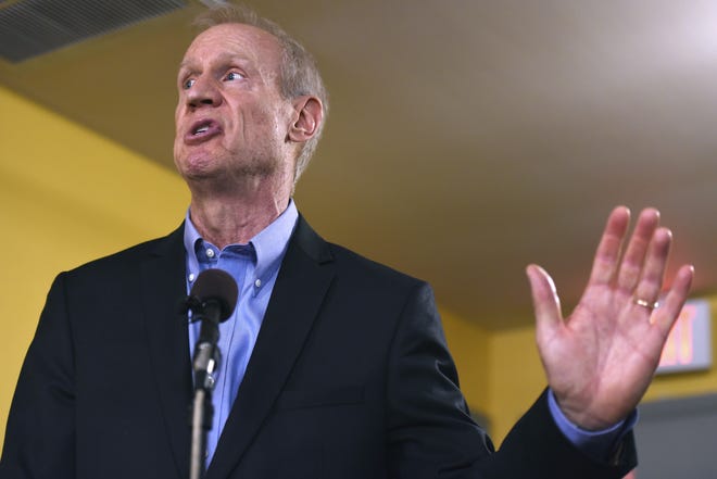 Illinois Gov. Bruce Rauner speaks during a news conference, Wednesday, July 5, 2017, in Chicago. Governor Rauner vetoed on Tuesday a package of legislation that raised the income tax by a permanent 32 percent to finance a $36 billion spending plan, which would be Illinois' first budget since 2015. Michael Madigan, the speaker of the Illinois House has scheduled a vote for Thursday to override the governor's veto of budget package, ending a budget stalemate that has lasted more than two years. (AP Photo/G-Jun Yam)