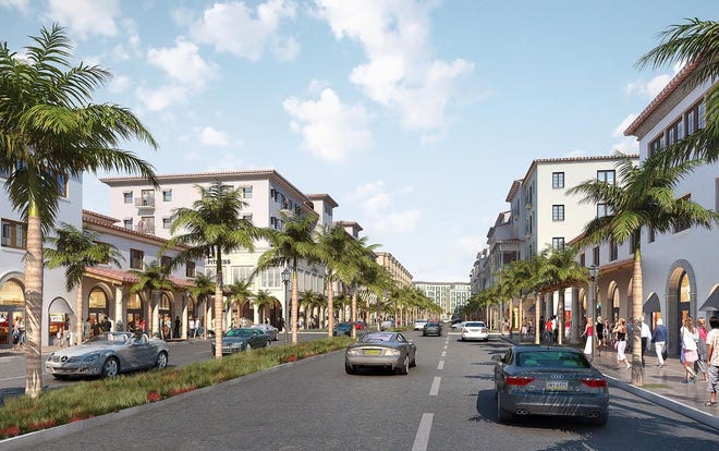 An artist rendering of the Mediterranean-themed The Avenue, a massive, upscale $200 million development, including a Westin hotel, being eyed for 44 acres off Military Cutoff Road. [CONTRIBUTED PHOTO]