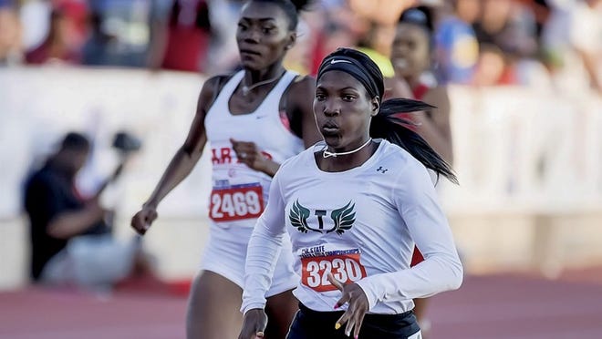 Taylor's Virginnia Kerley winning the Gold medal for the 400-meter dash for girls Conference 4A at the UIL 2017 State Track and Field held at Mike A. Myers Track & Soccer Stadium Austin Texas on Saturday May 13, 2017. JOHN GUTIERREZ / FOR AMERICAN STATESMAN