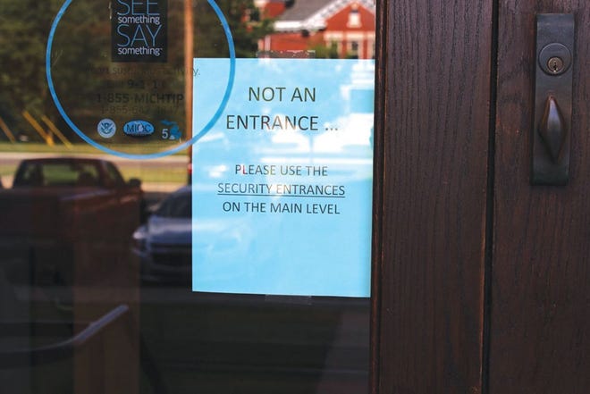 Access to the St. Joseph County Courthouse is now available only through a single entrance. The measure was implemented June 1 as part of a security plan developed by Undersheriff Mark Lillywhite.