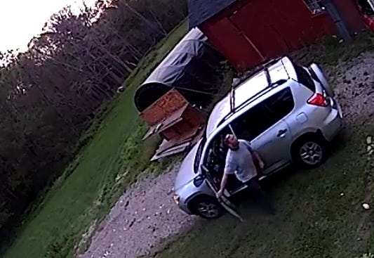 At 8:23 p.m. on June 29, police say an unknown male, shown in a surveillance video Connecticut State Police posted on their Facebook page, forced entry through a rear door of a residence in Chaplin. [Video screen capture/ Connecticut State Police]