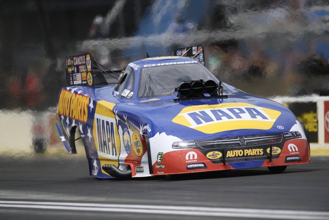 Ron Capps strengthened his lead in the NHRA Funny Car points race with a win Sunday. [NHRA]