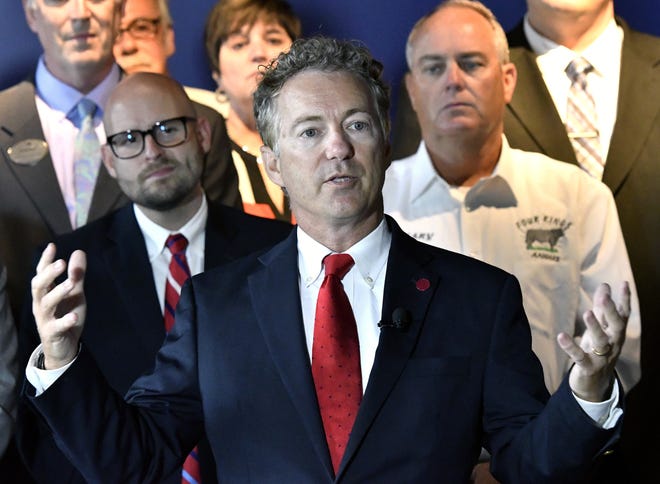 Sen. Rand Paul, R-Ky., speaks about health insurance at the River House Restaurant, Thursday, July 6, 2017, in Louisville, Ky. Paul has emerged as one of the biggest obstacles to passing the Republican answer to the Affordable Care Act, adding another wrinkle in his complex relationship with Senate Majority Leader Mitch McConnell, R-Ky. [AP Photo/Timothy D. Easley]