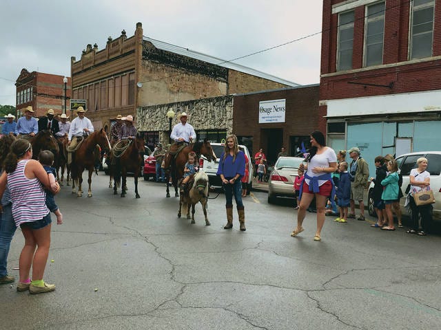 A group of riders at the end of the Pawhuska Freedom Celebration Parade. The parade kicked off the Patriotic Party on the Prairie, an all-day event. Allison Weintraub/Journal-Capital