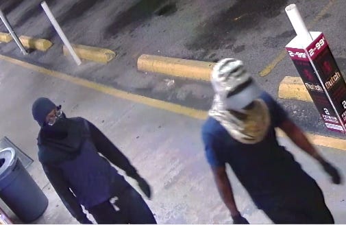 Police are seeking these two suspects in a recent burglary at VJ Food Mart, 2012 Frankford Ave. in Panama City. [PANAMA CITY POLICE DEPARTMENT]