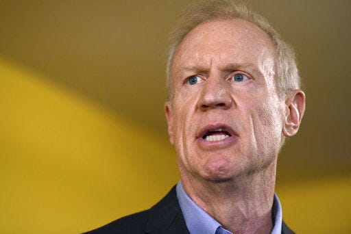 Illinois Gov. Bruce Rauner speaks July 5 during a news conference in Chicago. Rauner is hardening his anti-tax stance as he readies a re-election bid following a major legislative defeat.