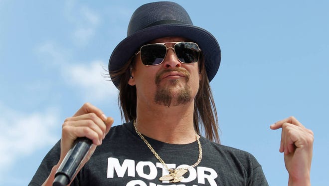In this Feb. 22, 2015 photo, Kid Rock performs before the Daytona 500 NASCAR Sprint Cup series. (Associated Press)