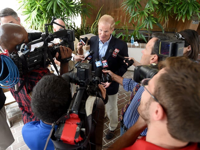 U.S. Senator Bill Nelson speaks to the media after talking with citrus growers about citrus greening at Florida Citrus Mutual in Lakeland. Nelson on Friday outlined legislation that would cap rates on federal undergraduate loans at 4 percent and allow the refinancing of older loans at lower rates. [SCOTT WHEELER / GATEHOUSE MEDIA]