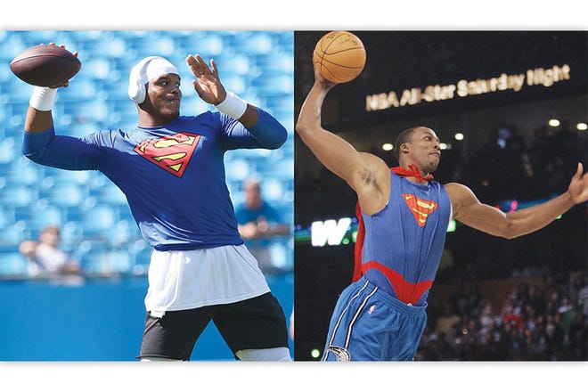 Carolina Panthers quarterback Cam Newton, left, and new Charlotte Hornets center Dwight Howard have gone with the ‘Superman’ moniker for much of their careers.