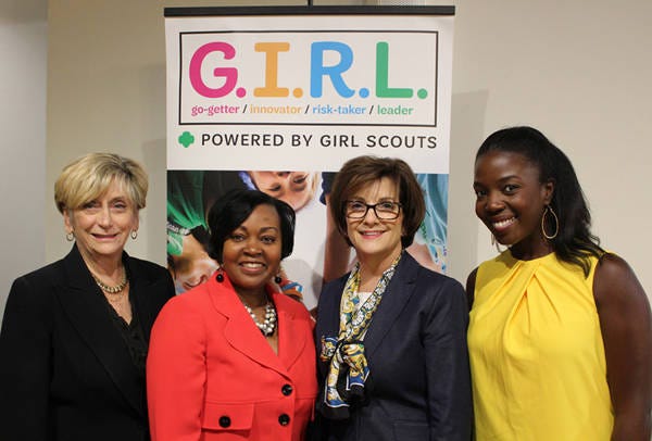 Elaine Brown, mayor of Neptune Beach (from left); Nicole Thomas, Baptist Medical Center South president; Mary Anne Jacobs, Girl Scouts of Gateway Council CEO, and Imani Hope, director of strategic investments at the Jacksonville Public Education Fund. (Provided by Girl Scouts of Gateway Council)